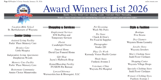 Readers' Choice Awards Winners Wayzata